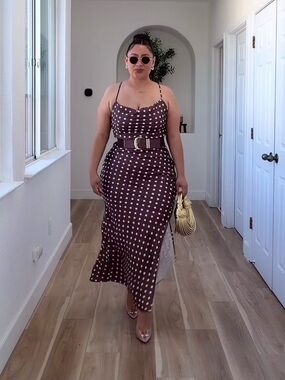 Brown polka dots dress